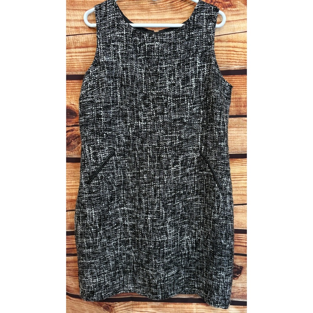 Dana Buchman Womens Black White Chic Tweed Fully Lined Sleeveless Dress Sz 14